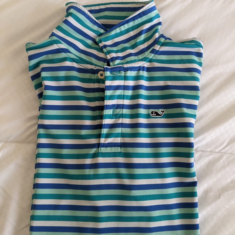 Boys M Vineyard Vines Striped Polo